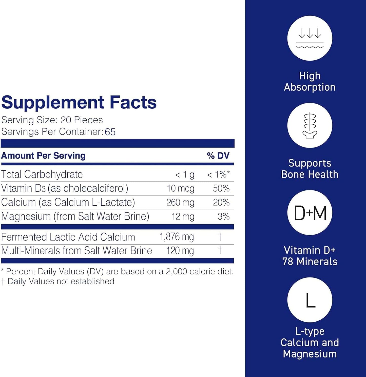 Mineral L-Cal Calcium with Vitamin D3, 4 Month Supply, Water Soluble Ball Format with Magnesium & Minerals, Fast Absorbing Calcium Magnesium D3 Supplement, 1,300 Balls per Bottle, 130g Each, Pack of 2