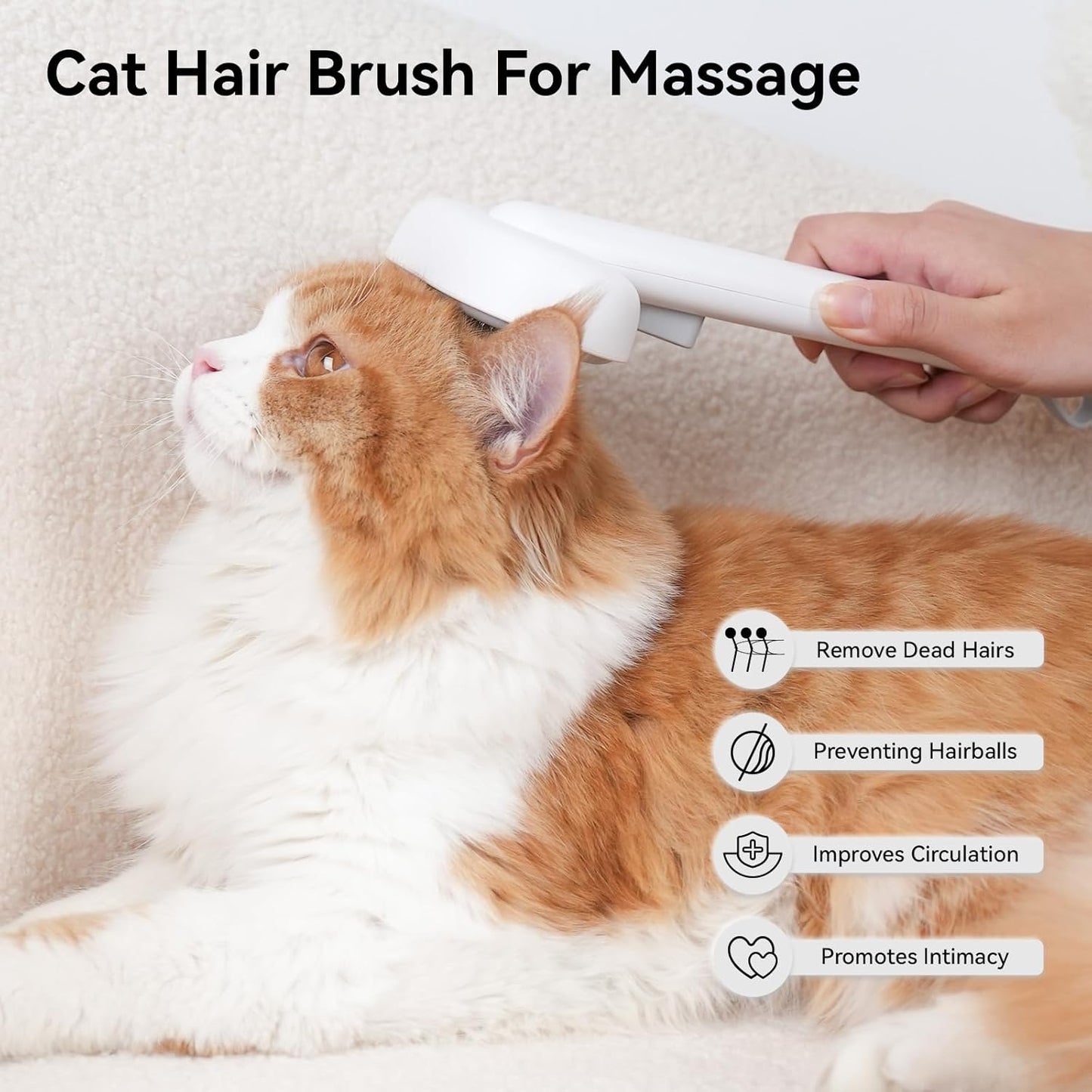 aumuca Cat Brush for Shedding, Cat Brushes for Indoor Cats, Cat Brush for Long or Short Haired Cats, Cat Hair Brush Cat Grooming Deshedding Brush for Dog Kitten Rabbit Massage Removes Loose Fur, White
