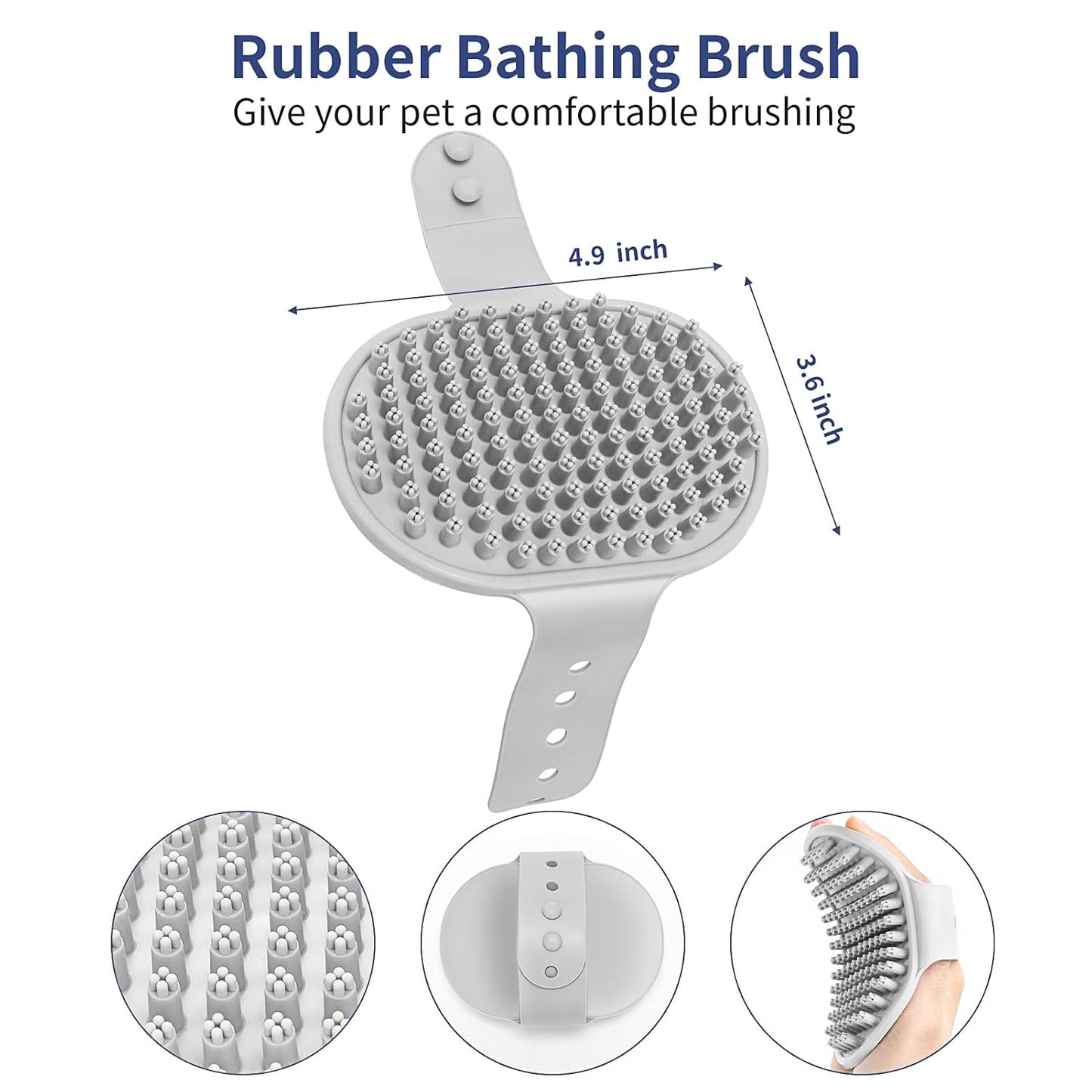 5 in 1 Dog Grooming Kit - Self-Cleaning Slicker Brush for Shedding Short Long Haired Dogs & Cats, Includes Pet Comb, Flea Comb, Bath Brush, Undercoat Rake - Complete Fur Care Set - Gray