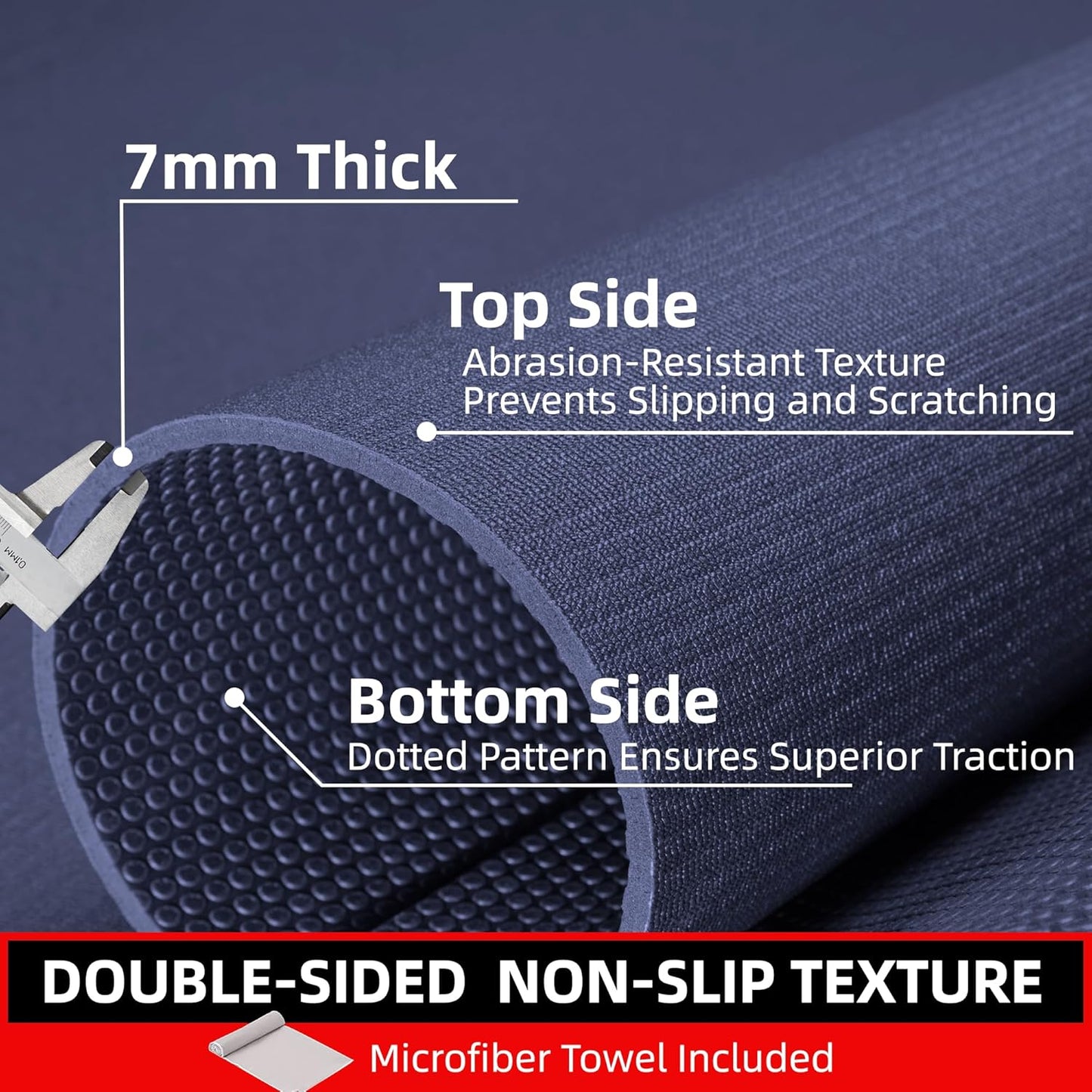 Large Exercise Mat for Home Workout,12‘x6’/10'x6'/9'x6'/8'x6'/7'x5'/6'x4' (7mm) Extra Thick Workout Mat, High-Density Gym Mat for Cardio, Jump Rope, MMA, Weights (Shoe-Friendly)