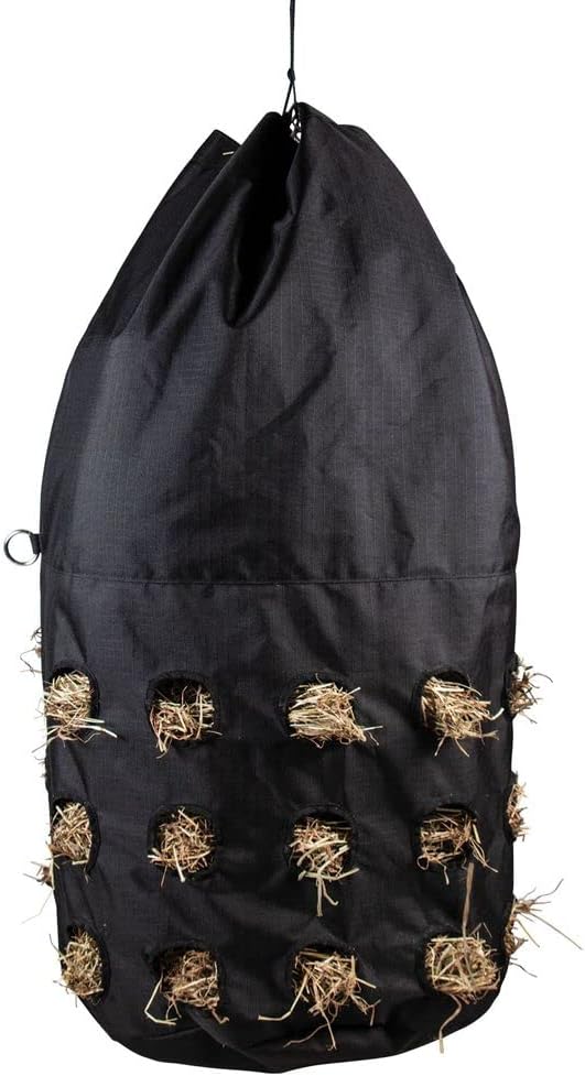Dura-Tech Full Bale Hay Sack | Color Black | Horse Stable Essential | Full Bale Capacity | Slow Feed Design | Durable 1200D Fabric | Easy Hanging
