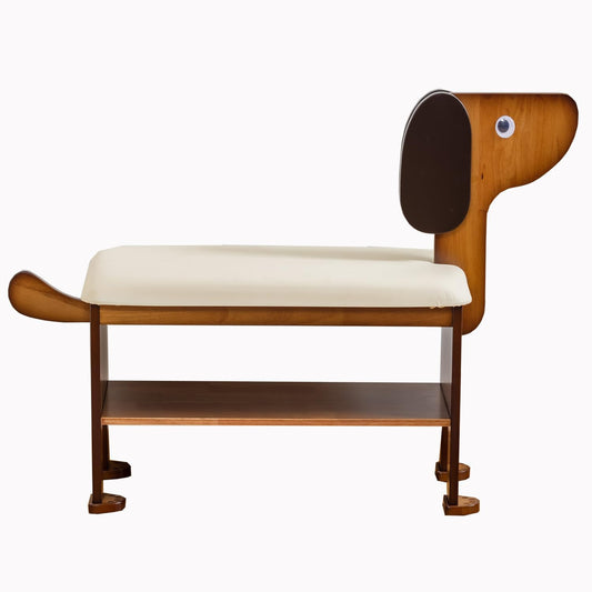 latifolia Puppy Shoe Bench, 2-Tier Solid Wood Entryway Organizer, Cute Pet-Shaped Shoe Bench for Hallway & Living Room,(31.50 inch)