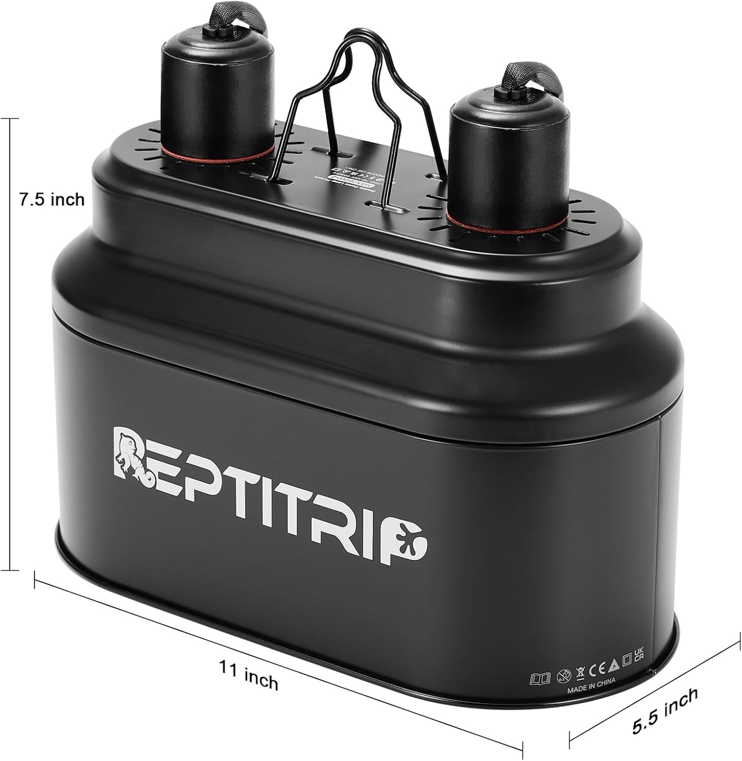 Dual Reptile Light Fixture with 100W Full Spectrum UVA UVB Light Bulb & 100W Nighttime Ceramic Heat Emitter, 2 Independent Switches, Reptile UVA UVB Light Combo Pack