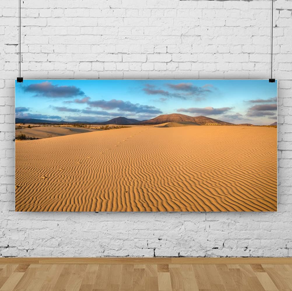 Renaiss 6x3ft Desert Photography Backdrop Golden Ripple Desert Mountain Sand Dunes Blue Sky Gobi Scenery Background Nature Landscape Backgrounds Wilderness Photo Video Shoot Studio Props
