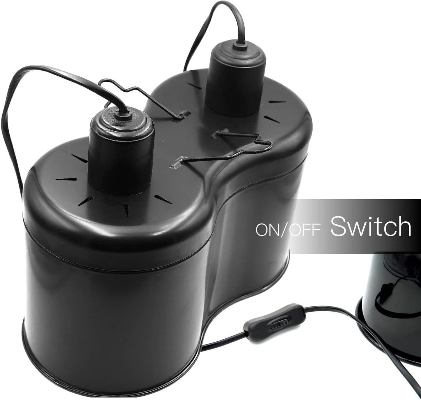 Reptile Dual Dome 12inch, Fits Reptile Light/Heat Lamp/UVB Light, Max. 160W Each,Patent Design K8561, Reptile Light Fixture