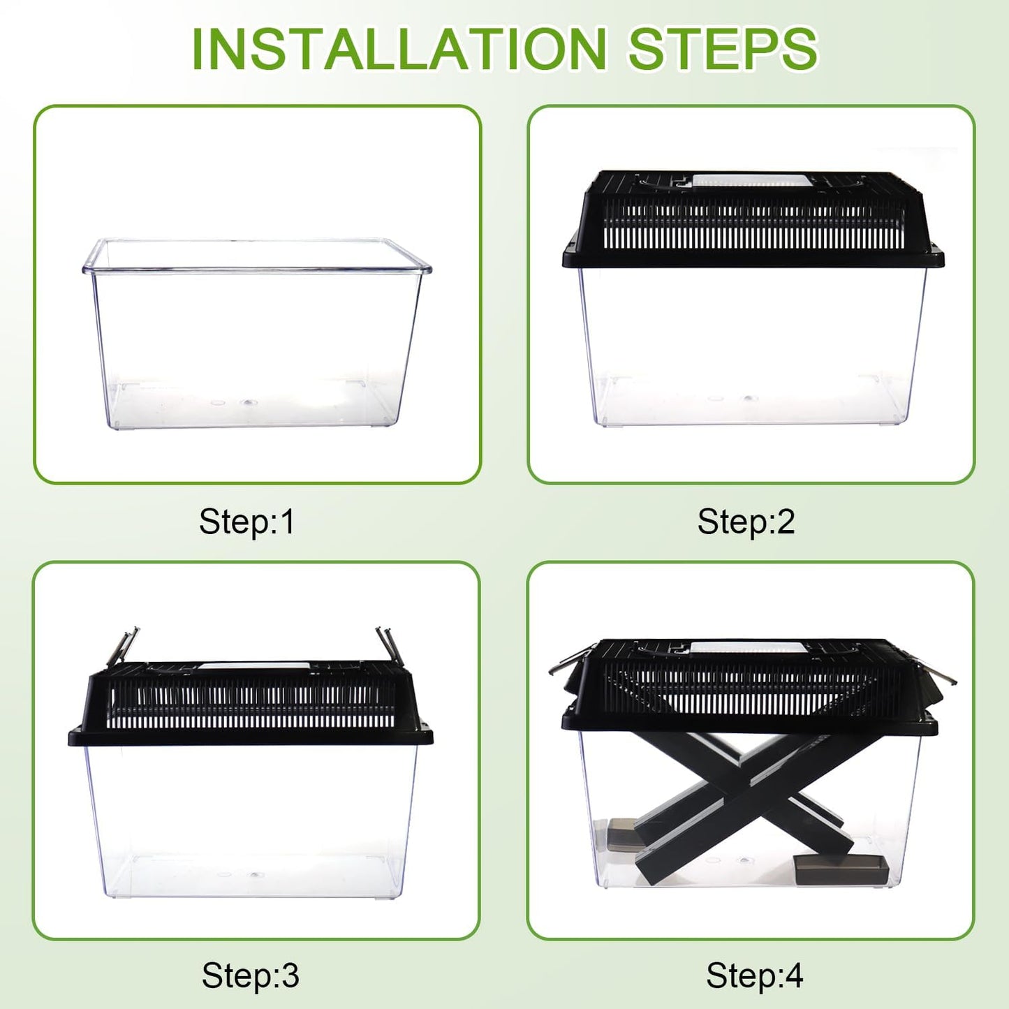 2-Pack Critter Keeper, Large and Middle Sizes, Equipped with Food Tweezers and Brushes, Cricket Pen with Dispenser Tubes, Insect Keepers for Reptiles Bearded Dragon Gecko Lizards