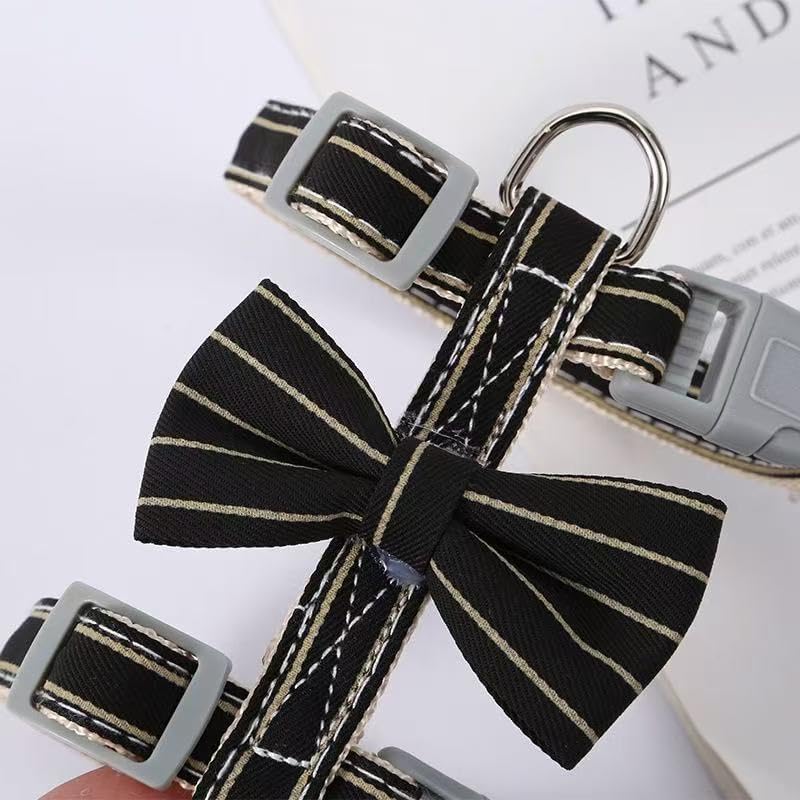 Butterfly Bow Tie Cat Harness and Leash Set - Adjustable, Escape-Proof, Breathable Kitten Vest with Cute Design for Small Cats & Indoor/Outdoor Safety Yellow S