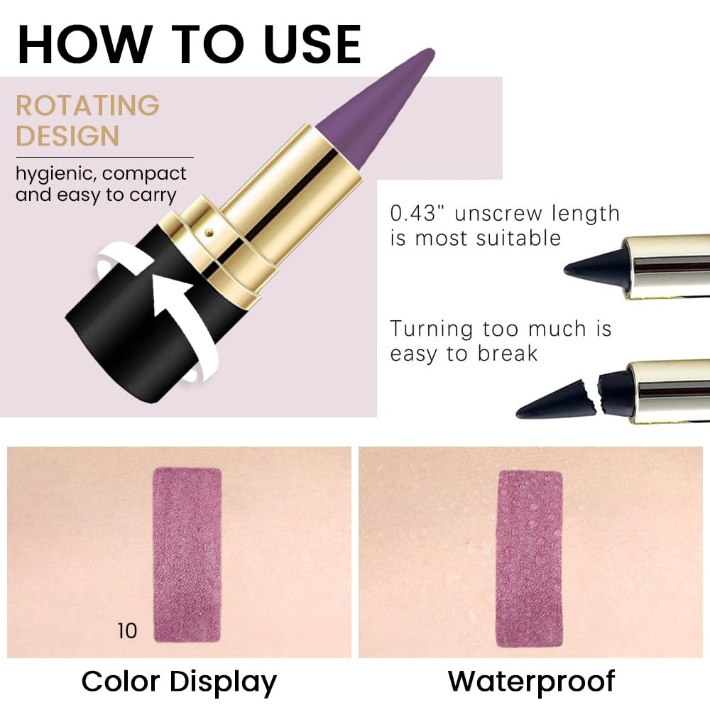 evpct 1Pcs Light Purple Gel Eyeliner Pencil Eye Black Face Paint Stick Makeup Set Waterproof Matte Cream Crayon Eyeliner Pencil Set Cat Eye Liners Eyeshadow Guide delineador de ojos contra el agua