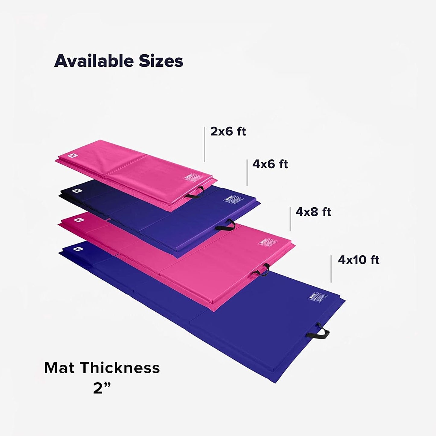 We Sell Mats - 4 ft x 8 ft x 2 in Personal Fitness & Exercise Mat for Home Workout - Lightweight and Folds for Carrying – All Purpose Home Gym Mat – Thick Mat for Yoga, Pilates, Stretches, and Floor Exercises