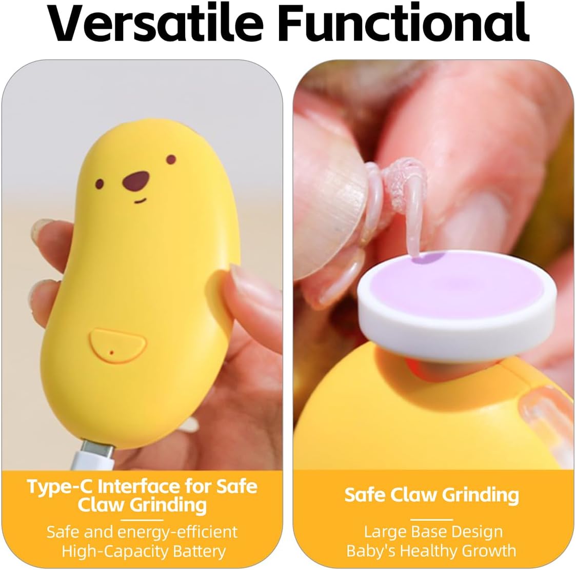 MANON ROSA Bird Nail Grinder, Bird Beak Grinder- Safe and Quiet Bird Nail Care Tool, Complete Grooming Kit for Parrots Conures Cockatiels Finches Parakeets, Premium Beak Maintenance (Yellow)