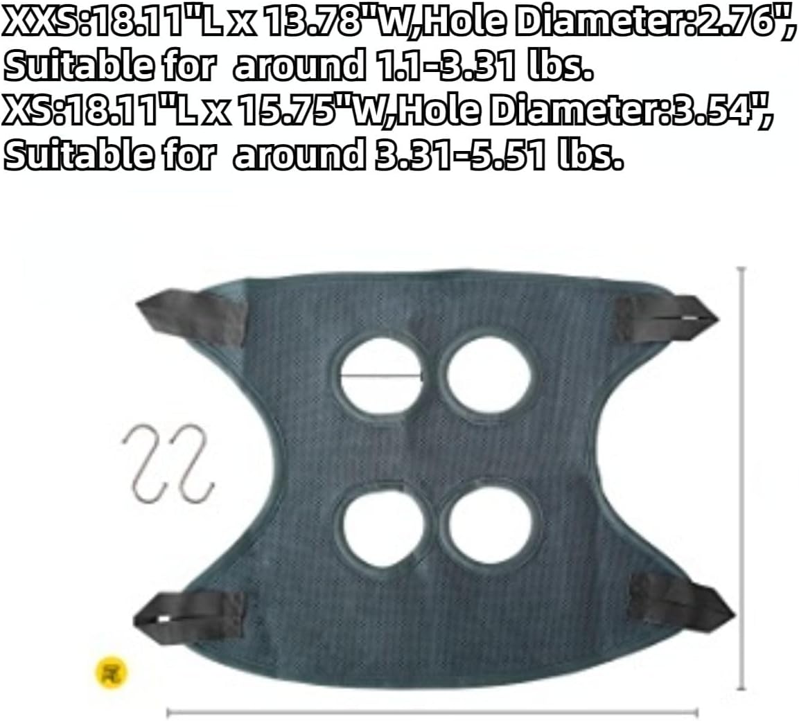 Rabbit Grooming Hammock with Safety Belt for Nail Clipping, Grooming, Bunny Bathing Bag for Nail Trimming, Cat Claw Care Bag, Small Animal Grooming Harness (Grey,XX-Small)