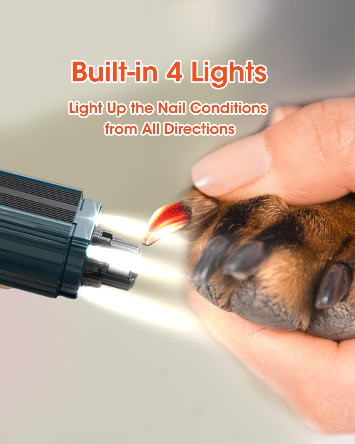 Super Powerful Dog Nail Trimmers, Dog Nail Clipper and Dog Nail Grinder Combo, Ultra Quiet, 3 Speeds, 4 Bright Lights, with Travel Lock, for Small, Meddium and Large Dogs, Cats, Small Animals