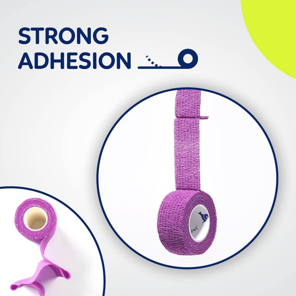 WePet Pet Wrap, Self-Adhesive Non-Woven Bandage, Emergency Cohesive Gauze, for Dogs, Cats, Horse, Birds, Wounds, Wrist Healing, Ankle Sprain, 1 Inch, 12 Rolls