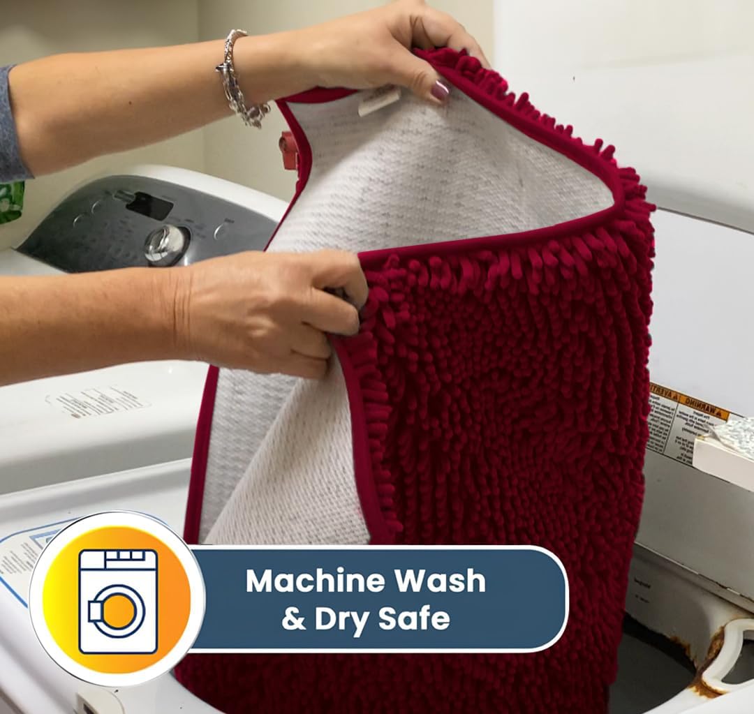 Muddy Mat® Original Dog Door Mat for Muddy Paws, Super Absorbent Microfiber, Non-Slip Washable Pet Rug, Quick Dry Chenille Entryway Carpet, Machine Washable Indoor Outdoor mat, Maroon 24"x60"