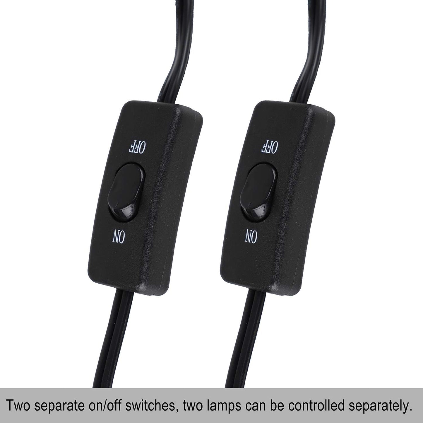 DXOPHIEX 15inch Dual Reptile Light Fixture, Max 150W Dual Reptile Heat Lamp with Separate Switches, Double Dome Lamp UVB Light Fixture for Bearded Dragon, Turtles, Snake and Lizard Terrarium