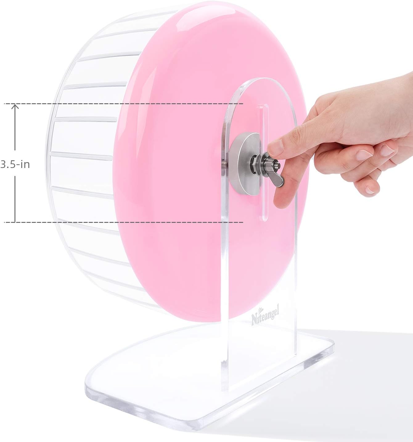 Niteangel Super-Silent Hamster Exercise Wheels: - Quiet Spinner Hamster Running Wheels with Adjustable Stand for Hamsters Gerbils Mice Or Other Small Animals (M, Pink)