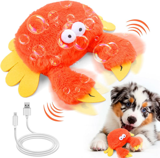 Interactive Dog Toys, Crab Dog Toy that Wiggle Pinchers, Dog Toys to Keep Them Busy, Touch Activated Dog Toys for Small / Medium / Large Puppy Enrichment, Rechargeable Pet Toys Plush, Squeaky Dog Toys