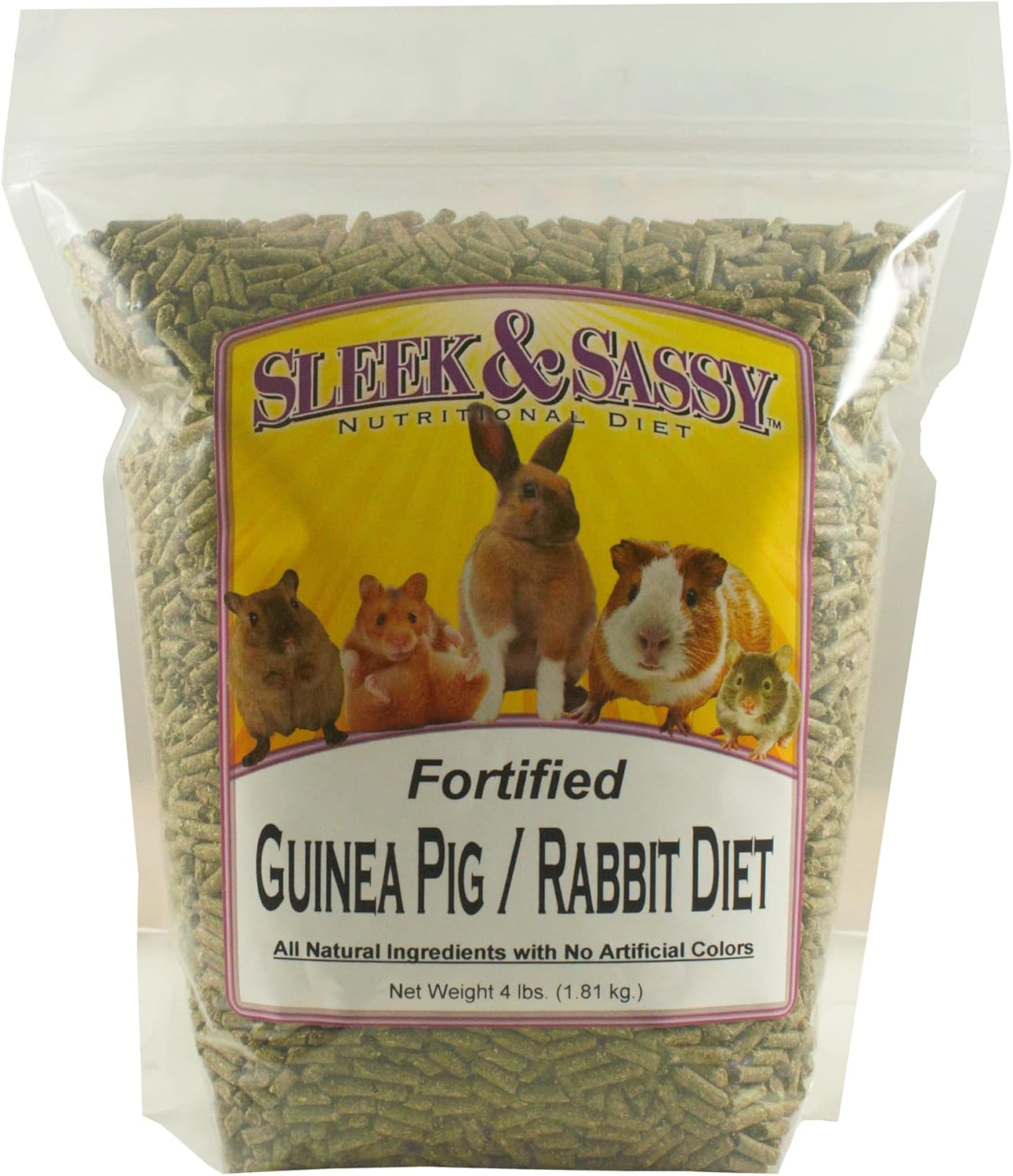 SLEEK & SASSY Fortified Guinea Pig & Rabbit Food (4 lbs.)