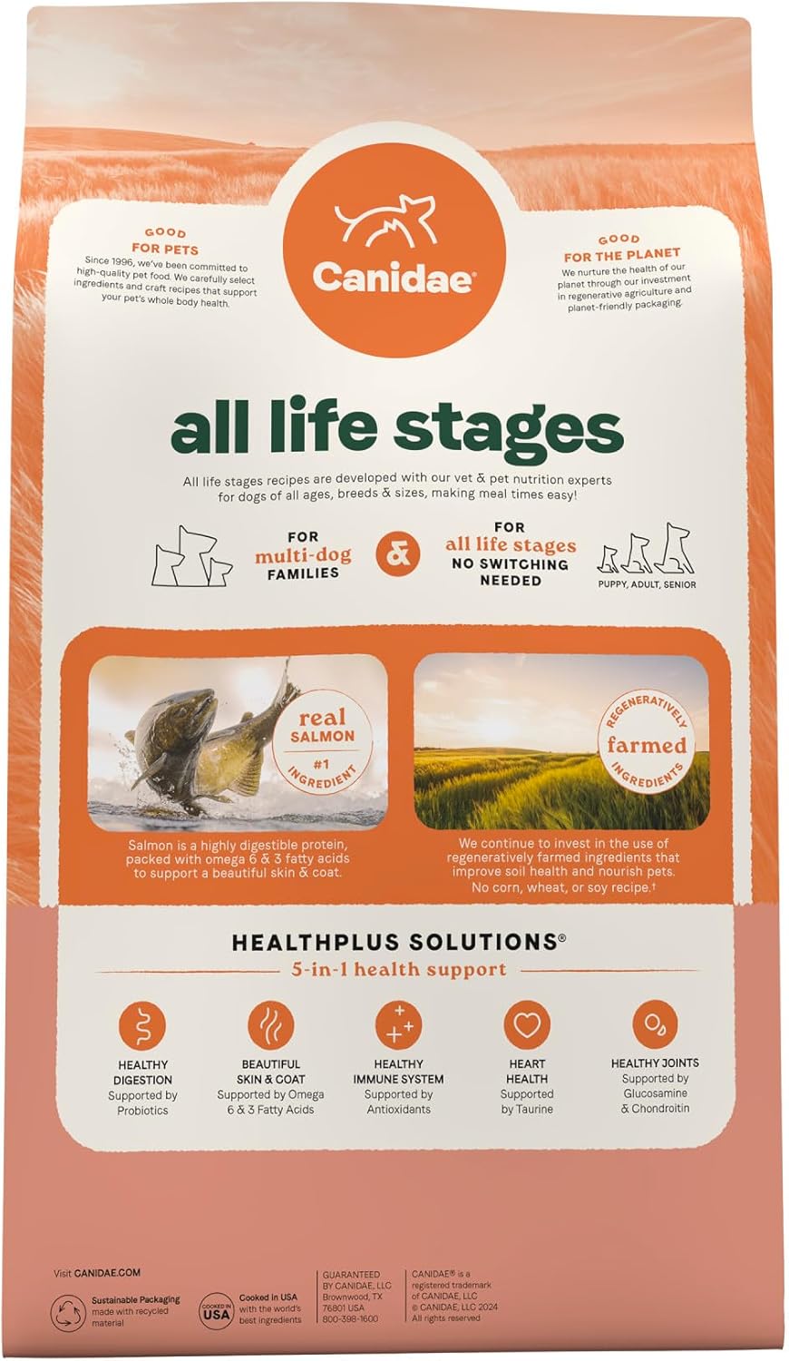 Canidae All Life Stages Real Salmon & Ancient Grains Recipe – High Protein Premium Dry Dog Food for All Ages, Breeds, and Sizes– 27 lbs.