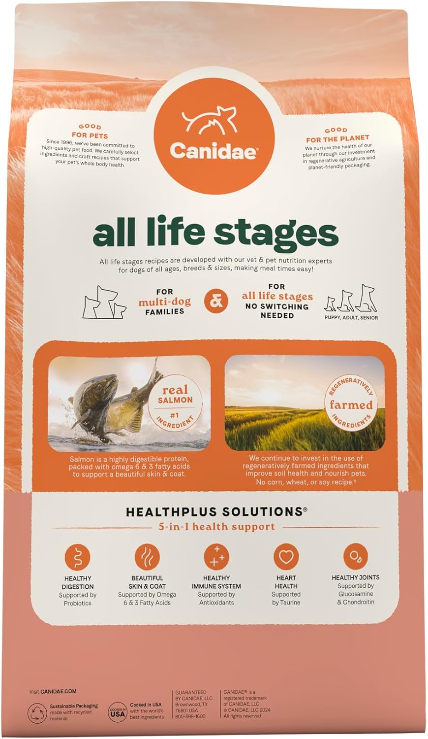 Canidae All Life Stages Real Salmon & Ancient Grains Recipe – High Protein Premium Dry Dog Food for All Ages, Breeds, and Sizes– 5 lbs.
