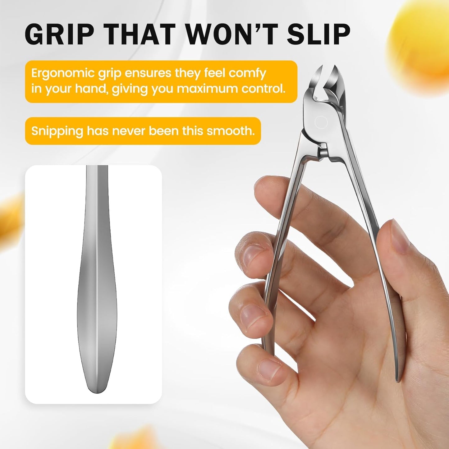 BEZOX Toenail Clippers for Thick Toenails - Comfortable Rebound Thick Spring Toe Nails Clipper for Thick Nails for Seniors, Precision Fingernail Clippers for Men and Women - Silver