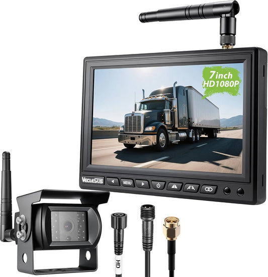 Wireless Backup Camera for Trucks VMW7 high Definition 1080P 7” IPS Monitor System,High-Speed Stable Transmission & Waterproof for Truck,Recreational Vehicle Trailer,Bus,Harvester Pickup Motorhome