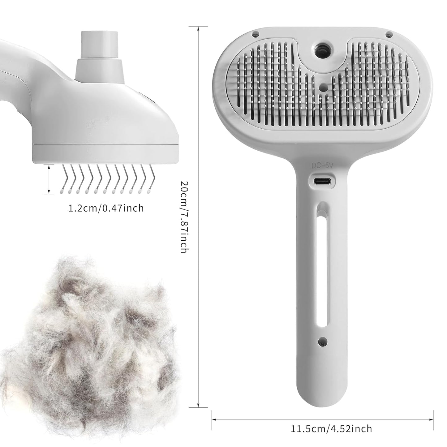 3-in-1 Steam Brush for Cats & Dogs – Hair Removal Comb with One-Click Release & Water Spray – Grooming Brush for Shedding, Long/Short Hair