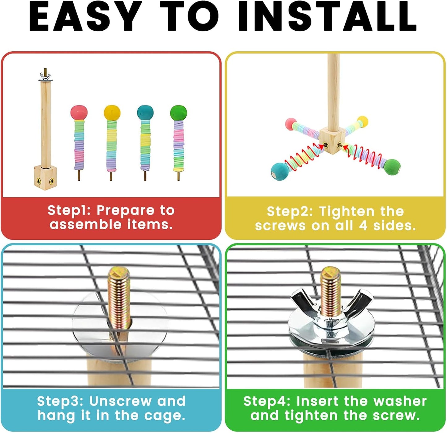 Upgraded Parrot Perch Toy,Rotating Bird Perch Stand with Chew Ball Toy for Small&Medium Birds,Bird Cage Accessories for Parakeets Cockatiels Lovebirds Conures Finches Budgies