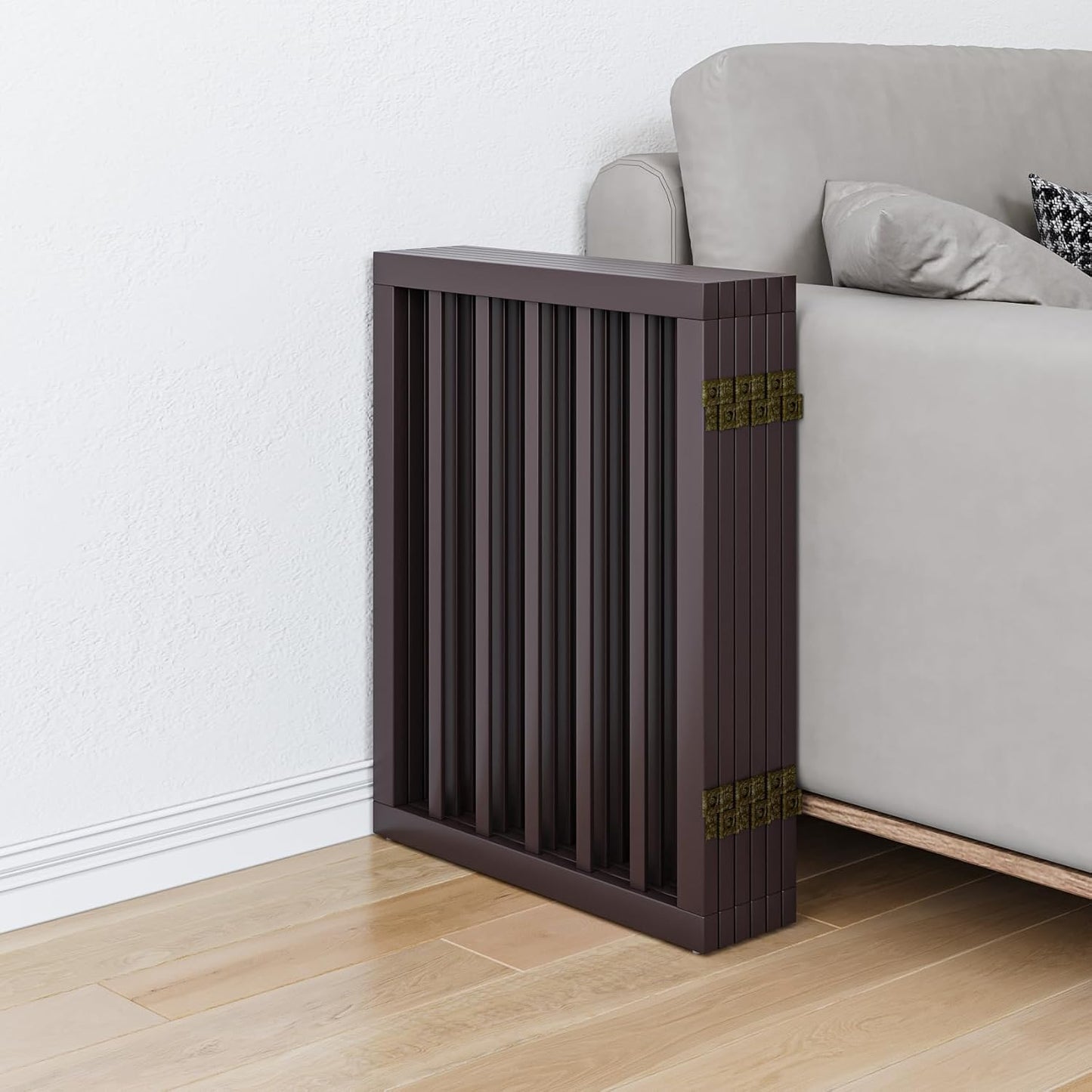 Dog Gates for The House Doorways Extra Wide 110 Inches Wood Freestanding Pet Gates for Dogs Indoor Fence with Support Stands