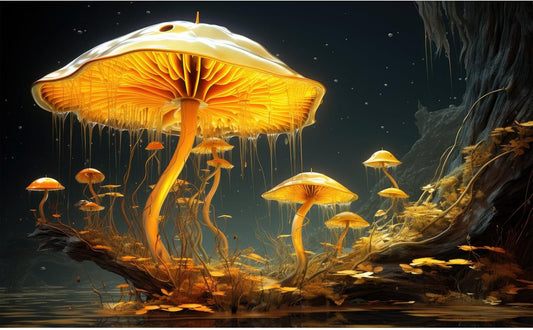 Fantasy Mushrooms Aquarium Background Fantasy Mushroom in Magical Enchanted Fairy Tale Stream Reptile Tank Enclosure Terrarium Backgrounds Mushroom Theme Landscape Fish Tank Backgrounds 36x20in