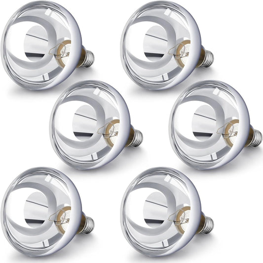 VIHOSE 6 Pack 250 Watt Heat Lamp 120v R40 Heat Lamp Bulbs Glass Incandescent Light Bulbs Incandescent Heating Lightbulbs for Reptiles Chicks Food Puppies Bathroom, Use E26 Base (Silver)