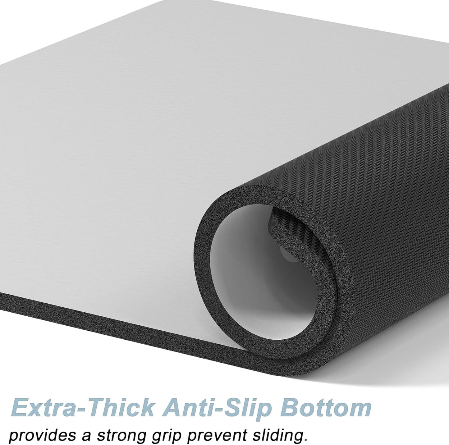 Rnivvi Dog Food Mat, 12" x 19" Footprint Absorbent Dog Cat Bowl Mat for Food and Water, Cute Anti-Slip Rubber Pet Feeding Rug Protect Floors, Puppy Placemat for Feeding & Watering Supplies, Gray