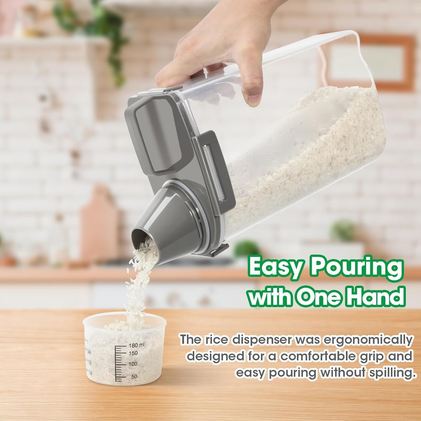 TBMax Rice Storage Container 3 to 5 Lbs - Small Cereal Oatmeal Flour Container with Easy Pouring Spout & Cup, Portable Pet Dog Cat Food Dispenser for Small Spaces, Travel, or Daily Use