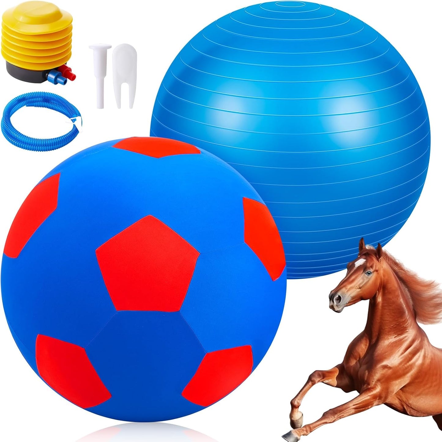 40inch Giant Herding Ball with Ball Cover Anti Burst Please Watch VCR for How to Inflation Horse Toys for Horses Stall Entertainment Play, Pump Included(Blue,Stylish)
