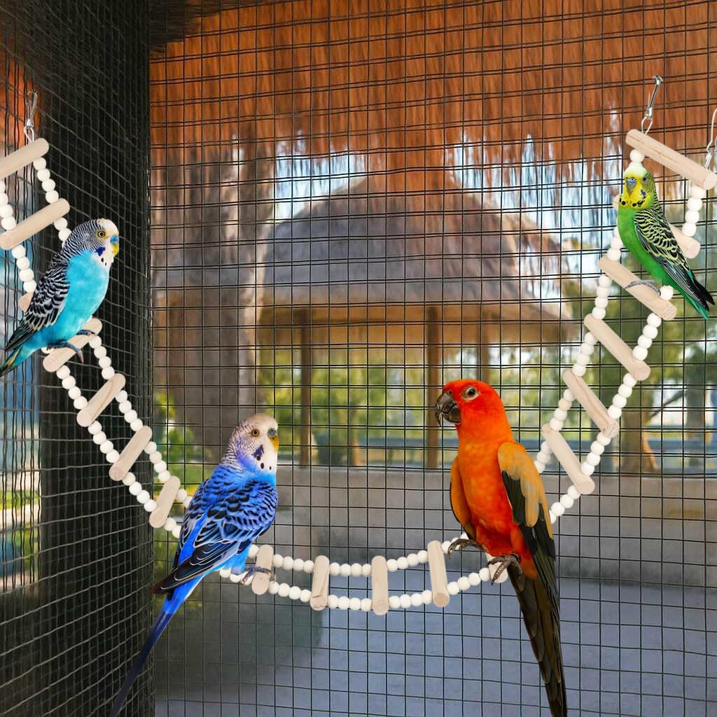 SIMENA Wooden Climbing Ladder for Birds & Hamsters, Interactive Swing & Ladder Toys for Small Pets – Ideal for Hamsters, Birds, Parrots, Squirrels, and Sugar Gliders (16 ladders, 36")