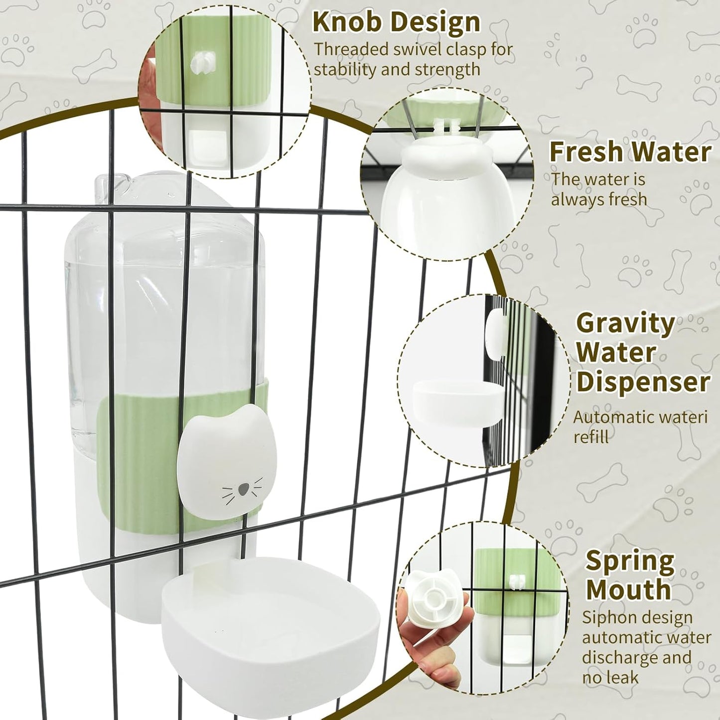 Rabbit Water Bottle, 800ml/28oz Hanging Automatic Water Dispenser for Cage, Ferret Bunny Guinea Pig Water Bowl,Suitable for Small Animal (Green, 800 ml/28 oz)