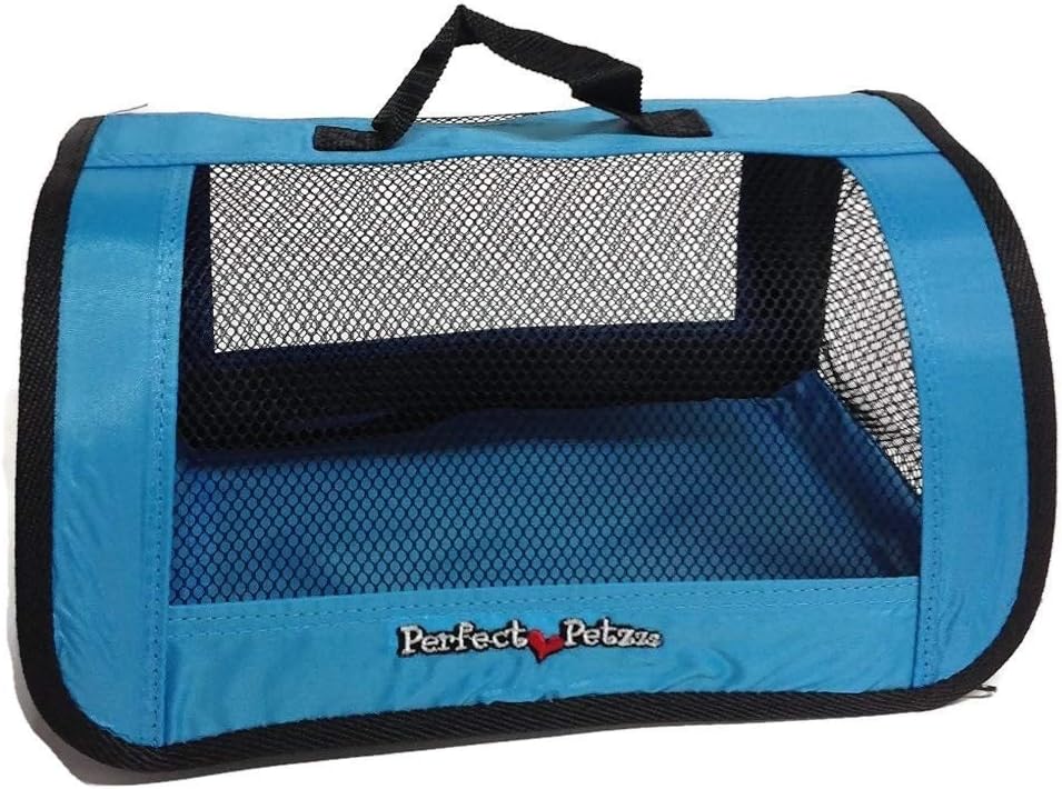 Tote for Lifelike Stuffed Interactive Pet Dogs and Cats, Nylon and Mesh Carrier for Pet Animals,Zippered Carrying Case Accessory-Blue