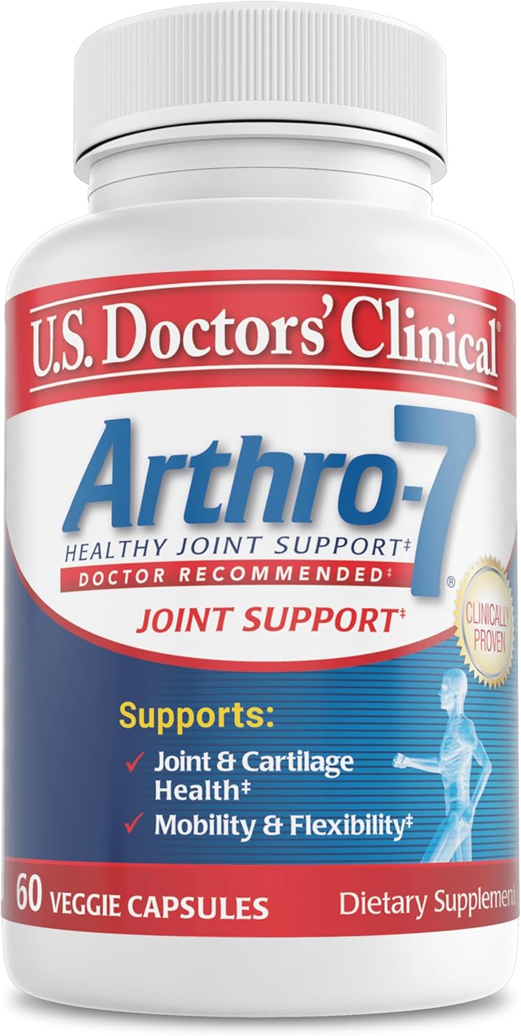 U.S. Doctors’ Clinical Arthro-7 - Clinically Proven Joint Support Complex with Turmeric, MSM, Collagen, Bromelain for Flexibility, Mobility, and Strong Cartilage - 60 Capsules - 15/30-Day Supply