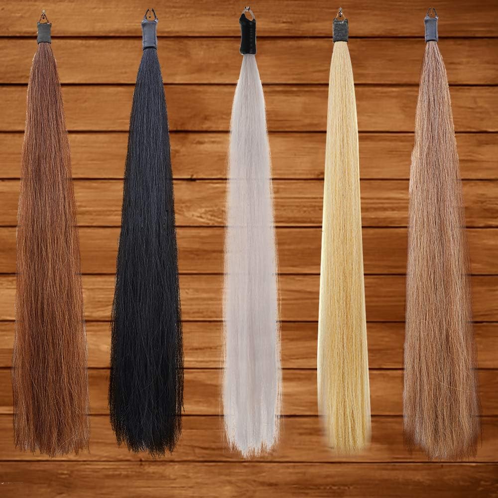 Horse Tail Extensions with Braided Horsehair Loop, Blunt Cut Bottom, 34-36 inches Long and 1 lb Weight (Palomino)