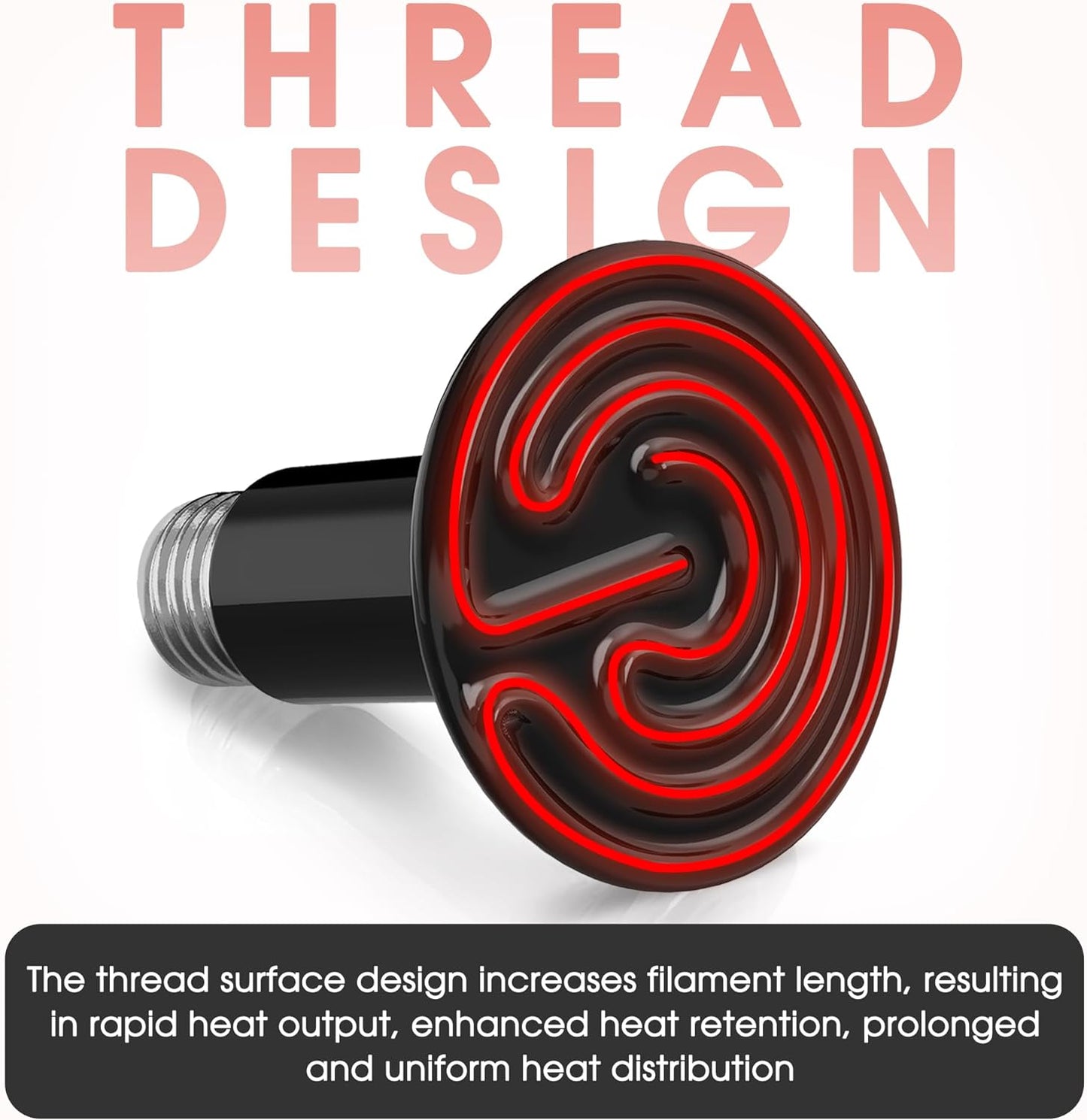 Ceramic Heat Emitter for Reptiles, 2 Pack 100W Heat Lamp Bulb, E26 Ceramic Reptile Heat Bulb Black, No Light Emitting Heat Lamp for Amphibian Pet, Heat Bulb for Bearded Dragon Turtle Snake Lizard