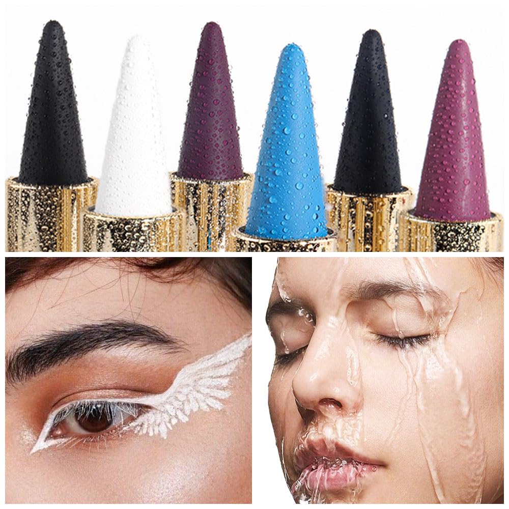 evpct 1Pcs White Gel Eyeliner Pencil Eye Black Face Paint Stick Makeup Set Waterproof Matte Cream Crayon Eyeliner Pencil Set Cat Eye Liners Eyeshadow Guide delineador de ojos contra el agua