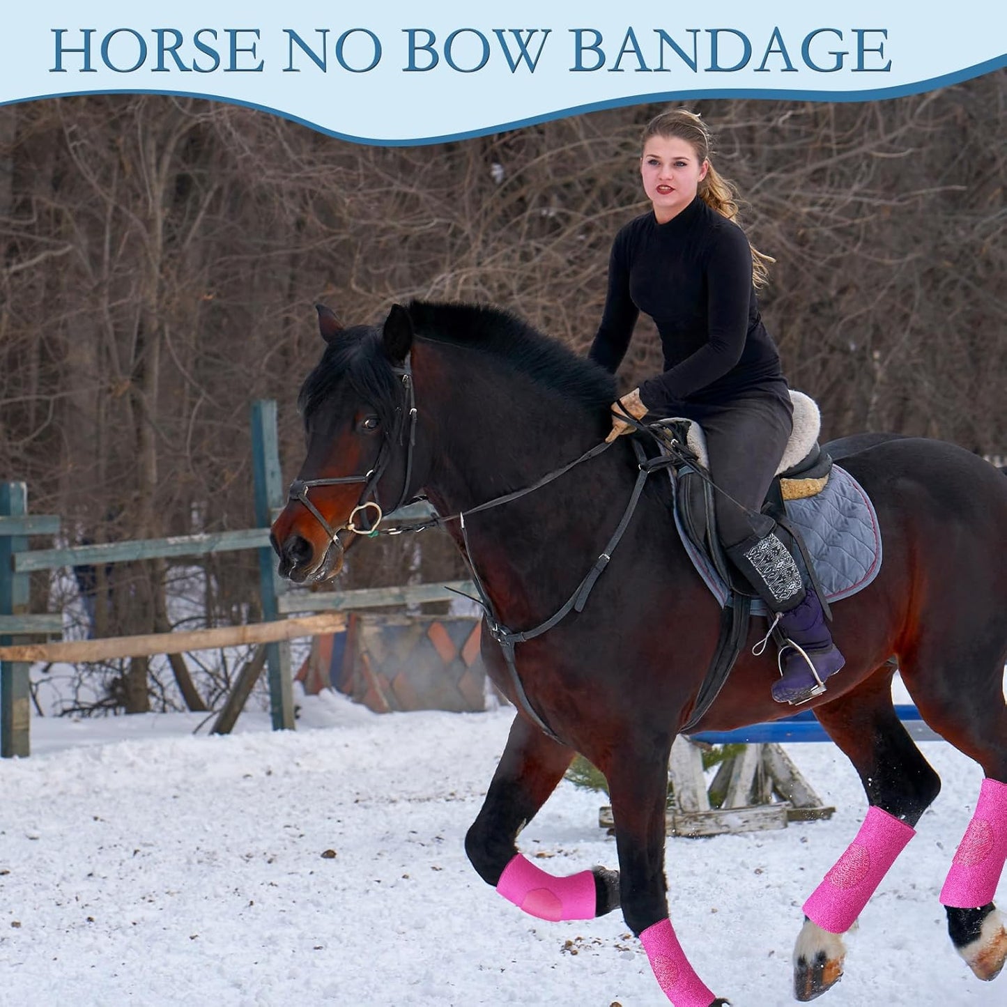 Set of 4 Horse No Bow Bandage 3D Contoured Standing Wrap Bandages Stable Nylon Horse Leg Wraps for Helping Prevent Horse from Tendon Damage and Keep Horses Clean and Safe(Purple)