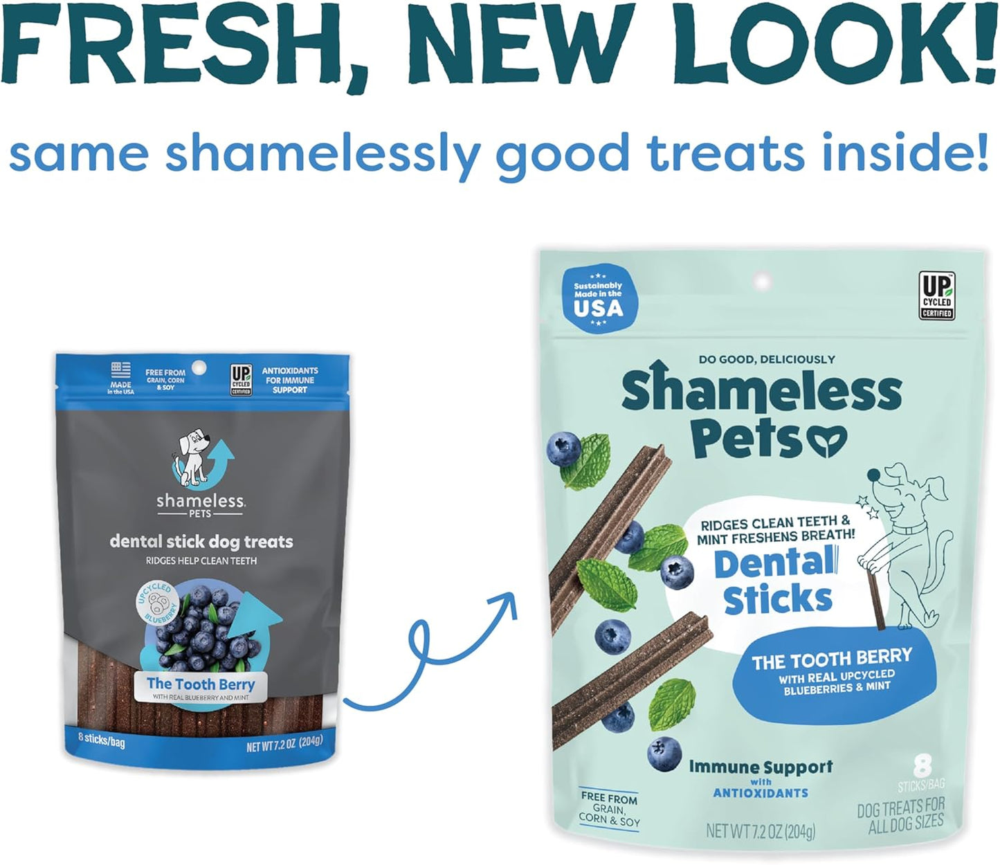 Shameless Pets Dental Treats for Dogs, The Tooth Berry - Healthy Dental Sticks with Immune Support for Teeth Cleaning & Fresh Breath - Free from Grain, Corn & Soy