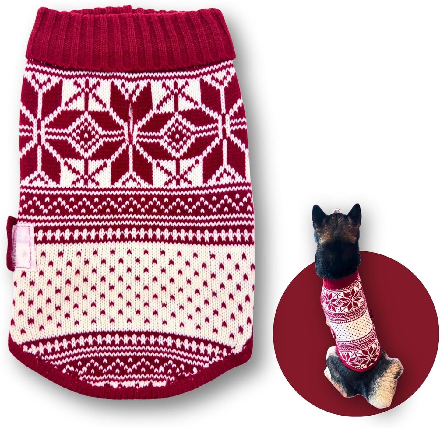 Cute Sweater for Dogs and Cats Soft Flannel Pet Outfit Warm and Cozy Animal Hoodie Small to Large Pet Clothes for Halloween Parties and Everyday Wear (Small, Red National Totem)