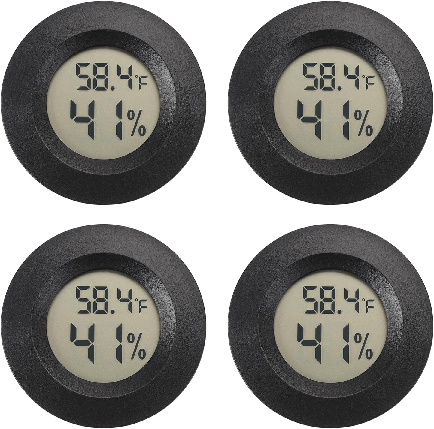 Mini Hygrometer Digital Thermometer Humidity Meter Hygrometer Thermometers Indoor/Outdoor Humidity Monitor Reptile Thermometer for Humidors Greenhouse Garden Cellar Fahrenheit(℉)/ Celsius(℃) 4 Pack