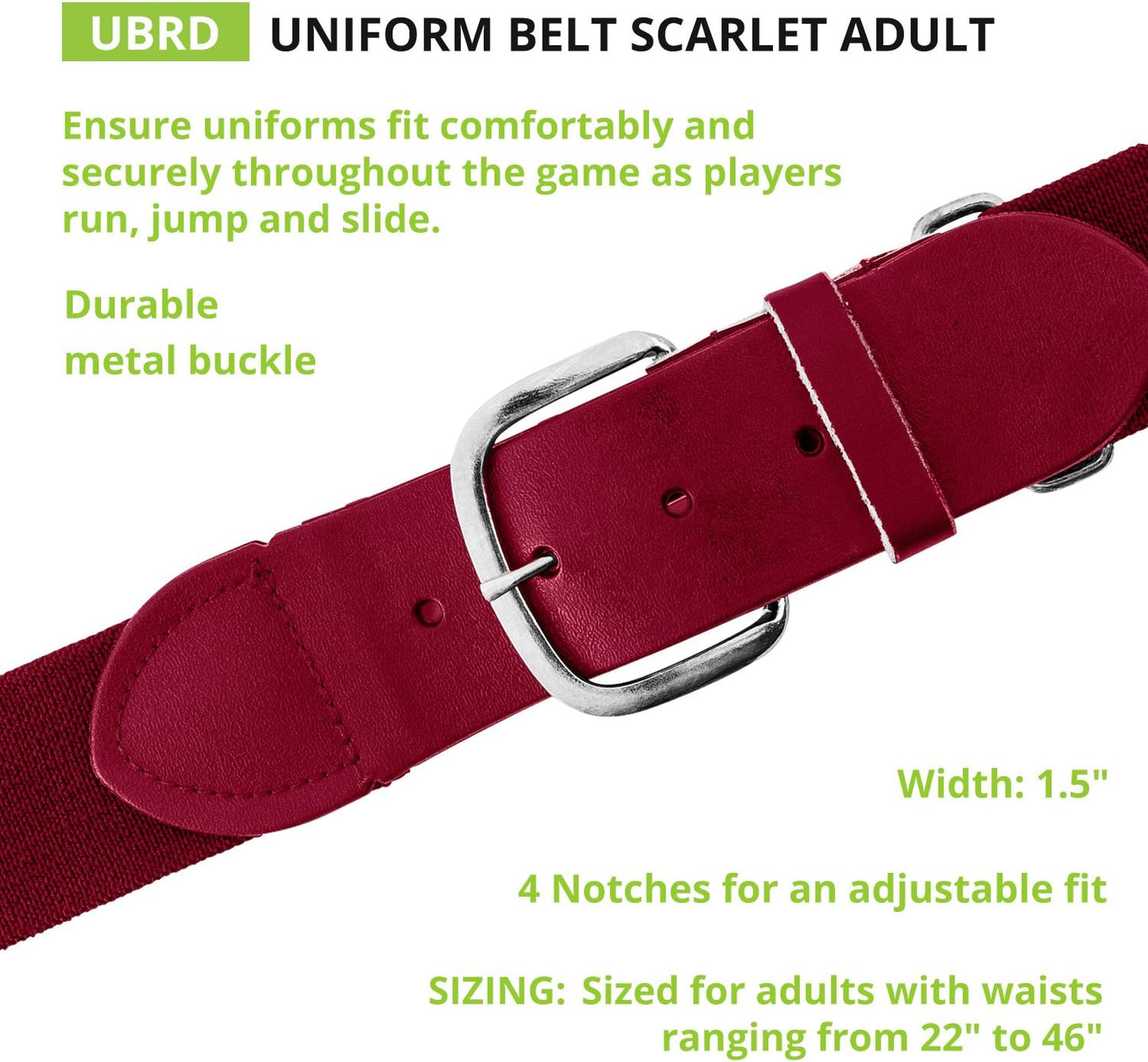 Champion Sports Baseball/Softball Uniform Belt, Comfort Stretch Fit Durable Syntex Tab - Youth & Adult Sizes, Multiple Colors