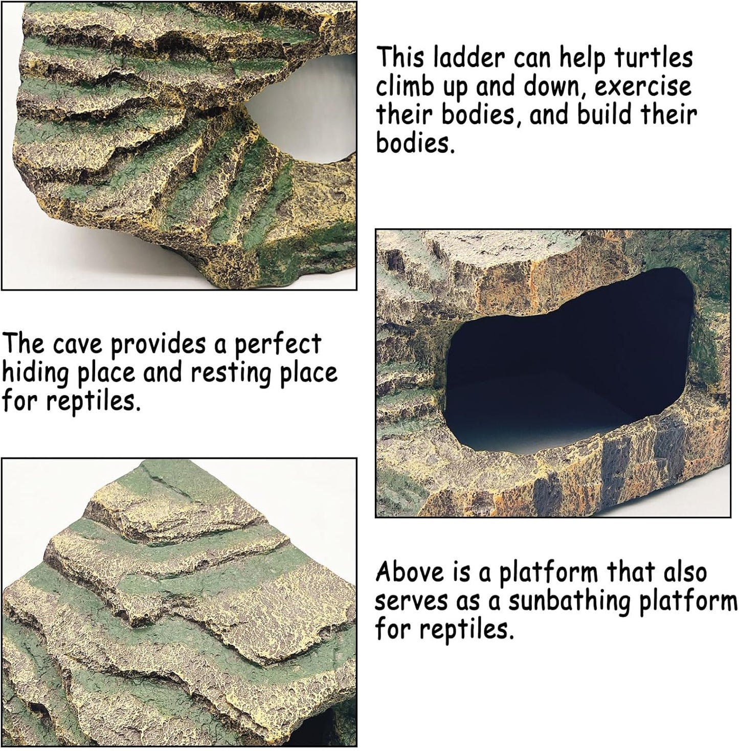 kathson Turtles Basking Platform Reptile Hiding Cave Hideouts for Aquatic Turtles, Frog, Newts and Salamanders