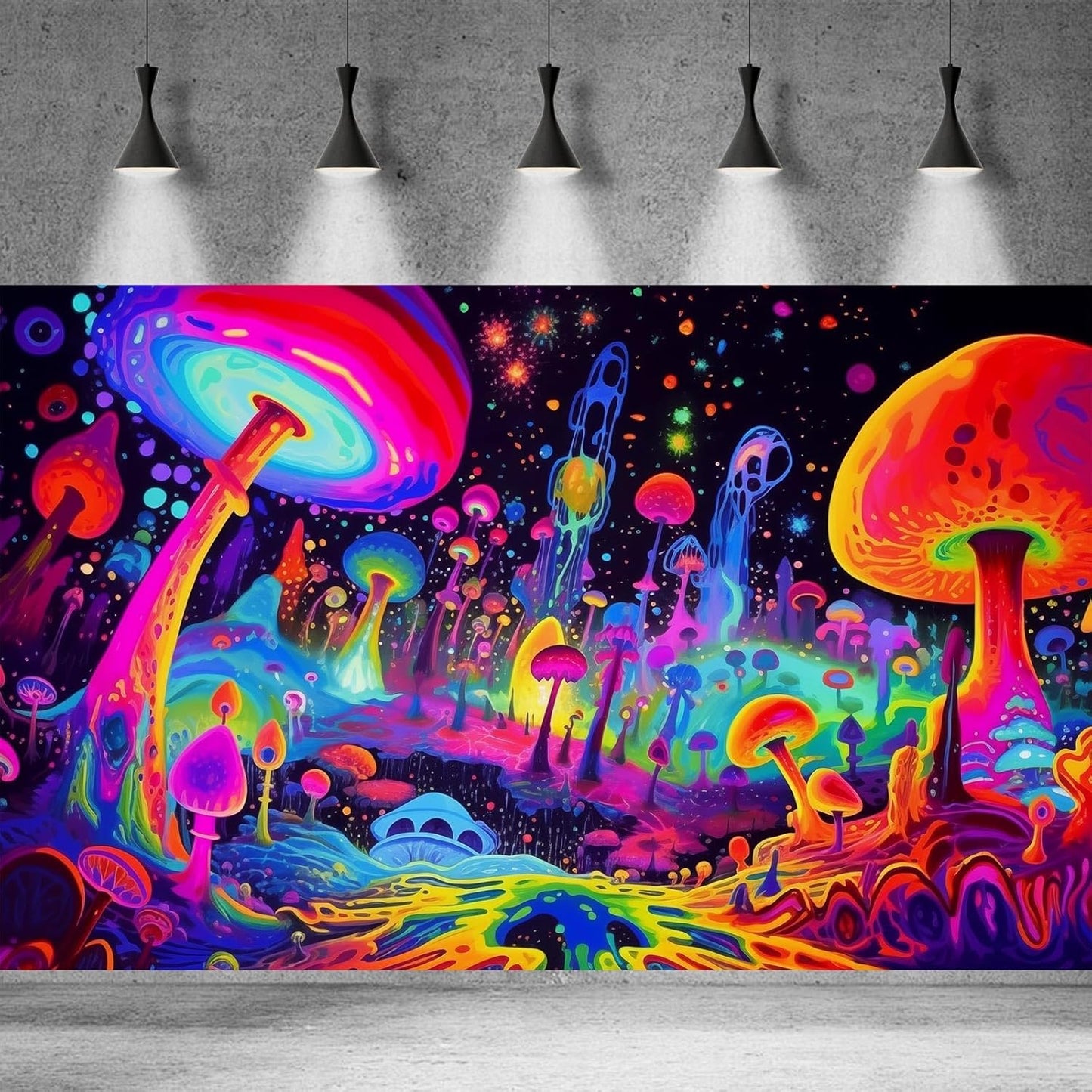 Fantasy Mushrooms Aquarium Background Abstract Mysterious Mushroom Landscape Terrarium Background Amazing Rainbow Mushrooms Theme Fish Tank Backdrop Poster Wallpaper Decorations Vinyl 72x24in