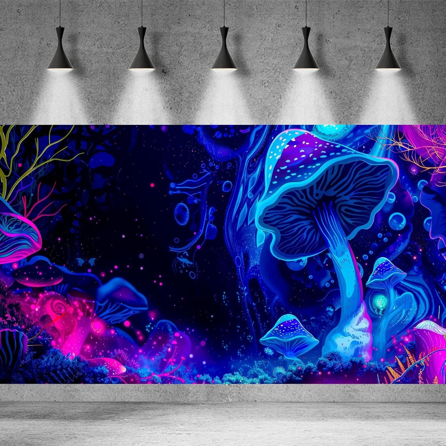 Fantasy Mushroom Forest Aquarium Background Abstract Cartoon Mushroom Reptile Tank Backgrounds Vibrant Jungle Mushrooms Theme Fish Tank Background Magic Mushrooms Reptile Enclosure Backgrounds 24x12in