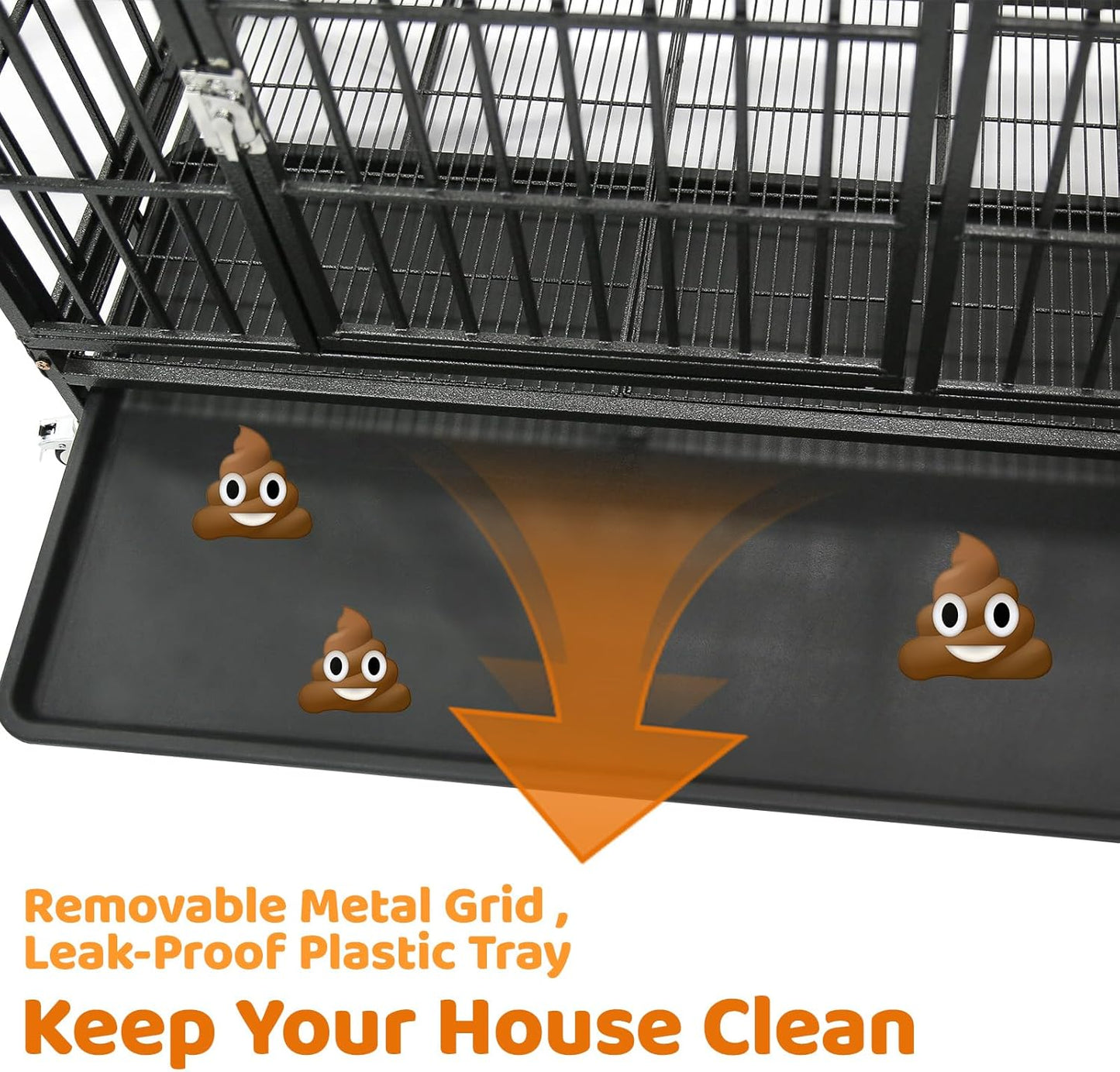 Homey Pet 37 inch Stackable Heavy Duty Dog Crate, Indestructible Escape Proof Dogs Cage Kennel with Lockable Wheels, Removable Tray & Metal Grid, Double Doors for High Anxiety Medium/Small Dogs